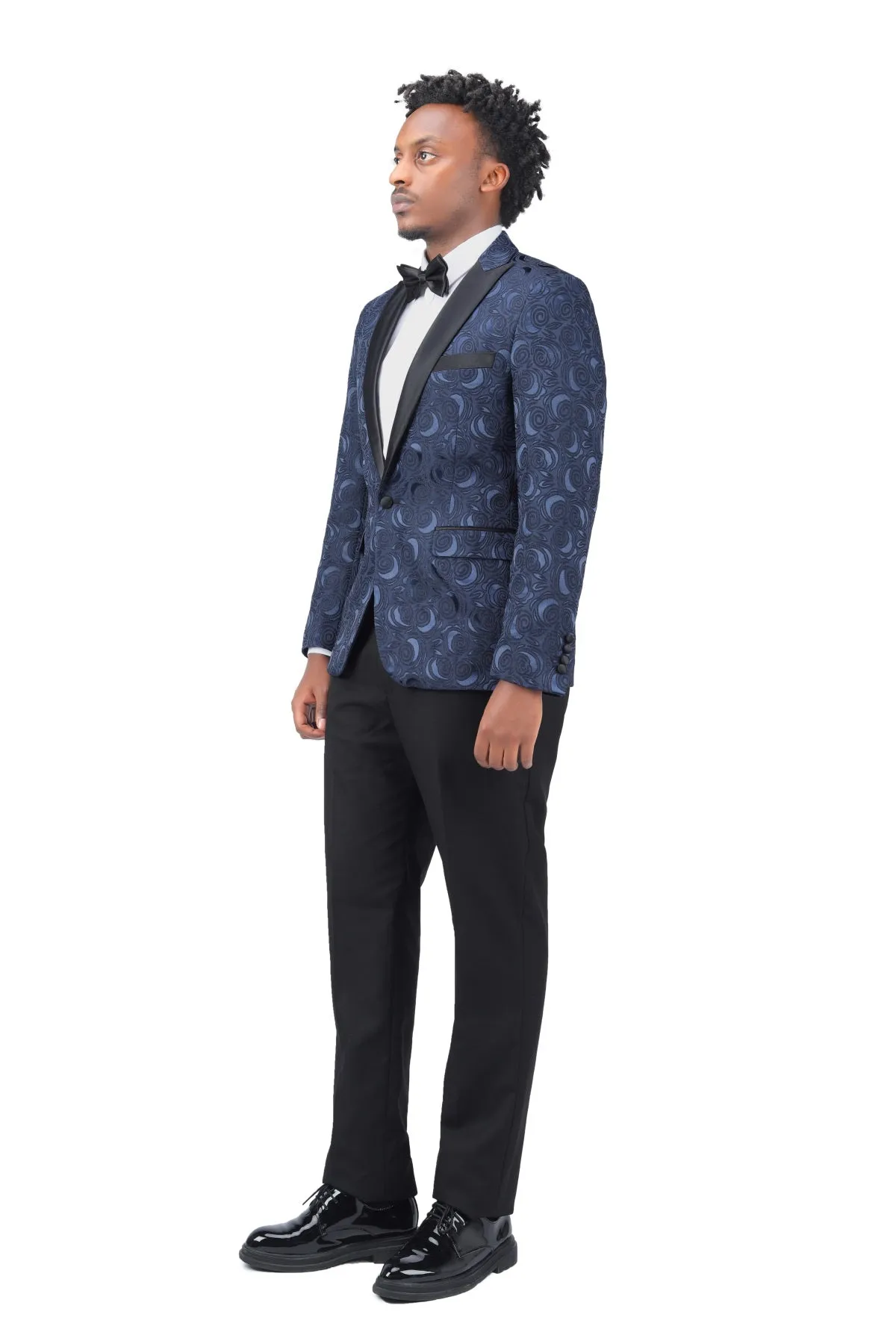 2-Piece Printed Suits Dark Pattern Blue