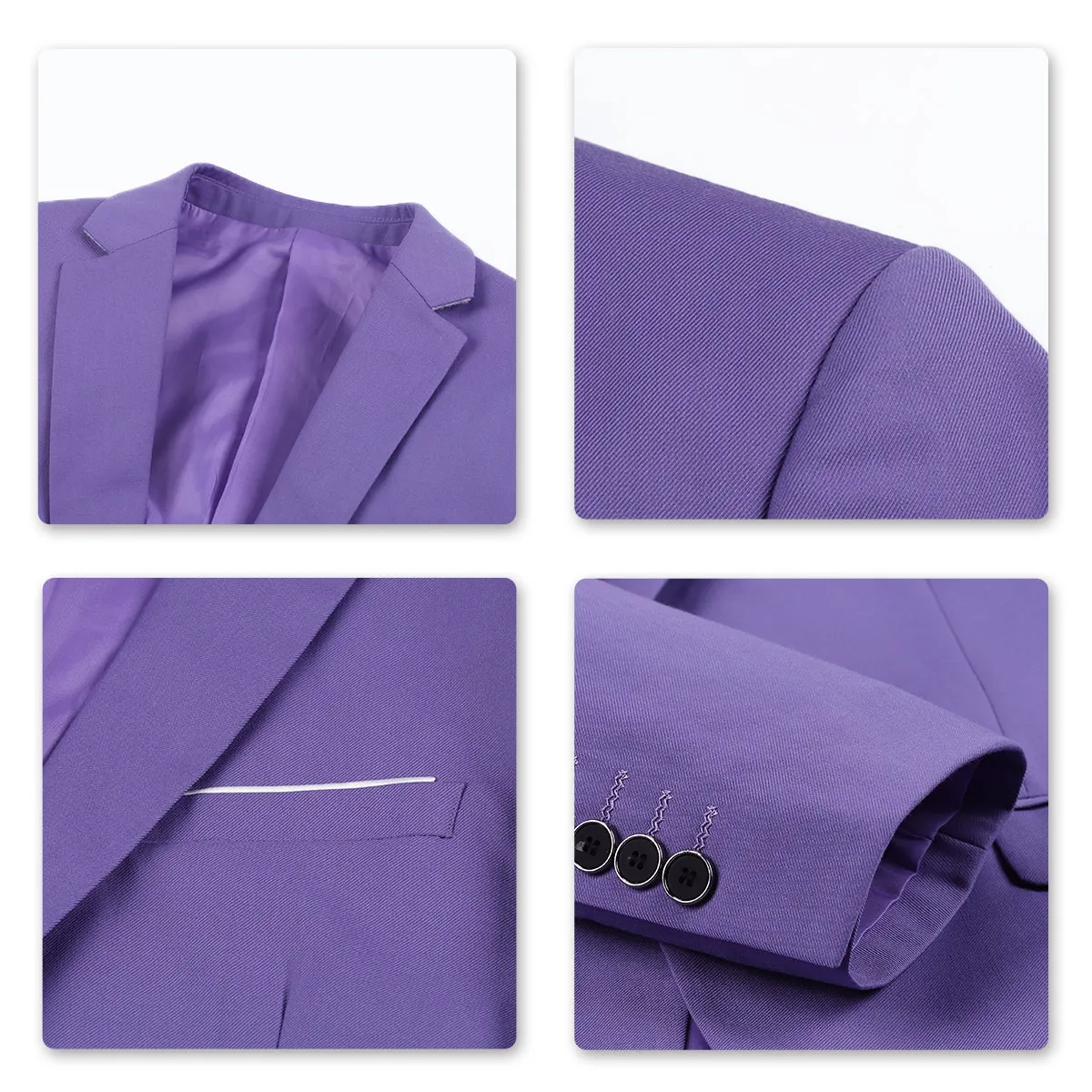 2-Piece Slim Fit Notched Lapel Violet Suit