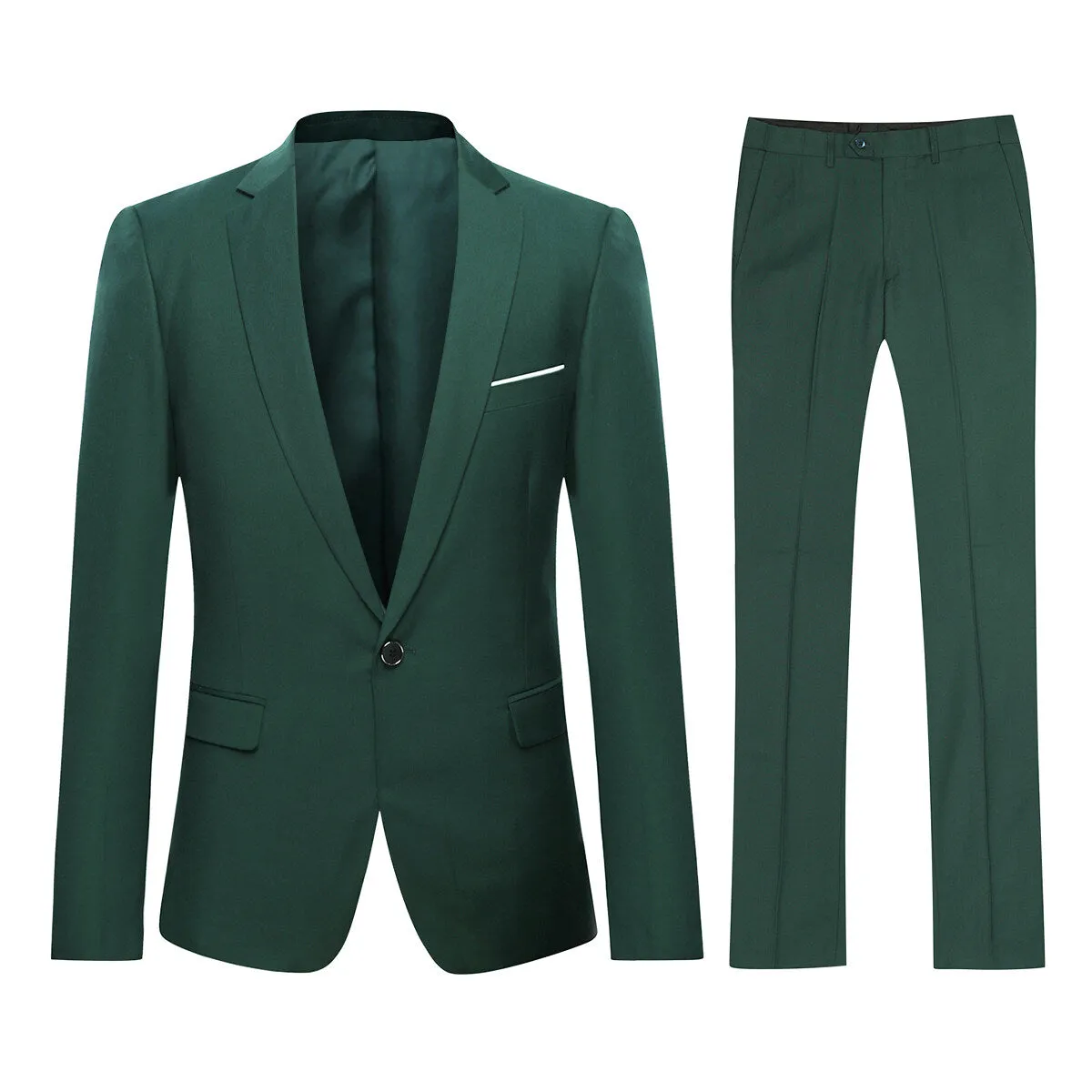 2-Piece Slim Fit Simple Designed Suit Green