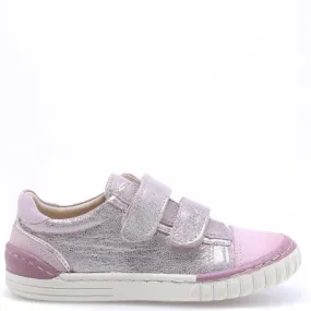 (2066-26/2071-26) Pink shiny low Velcro Trainers