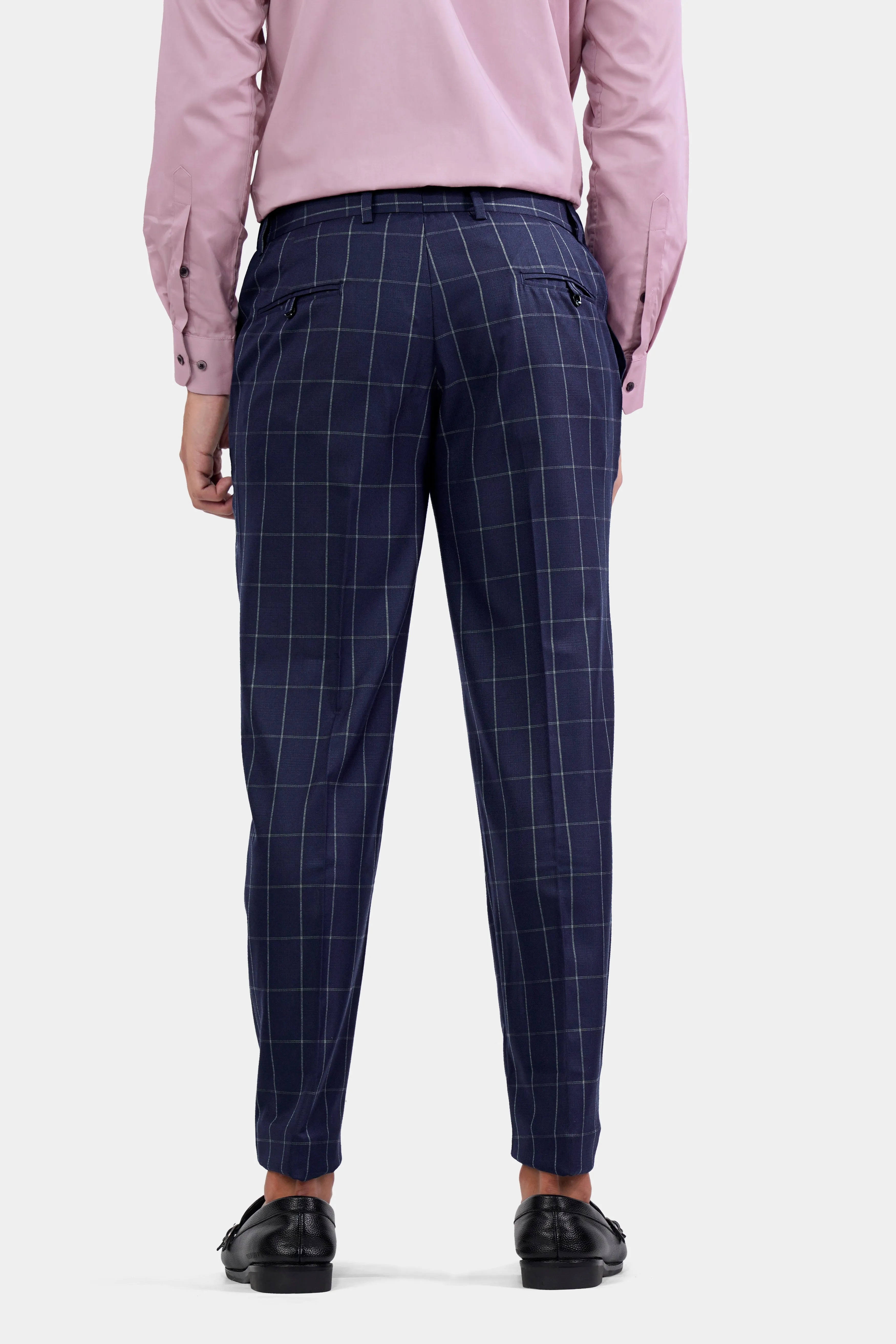 Admiral Blue Windowpane Wool Rich Pant