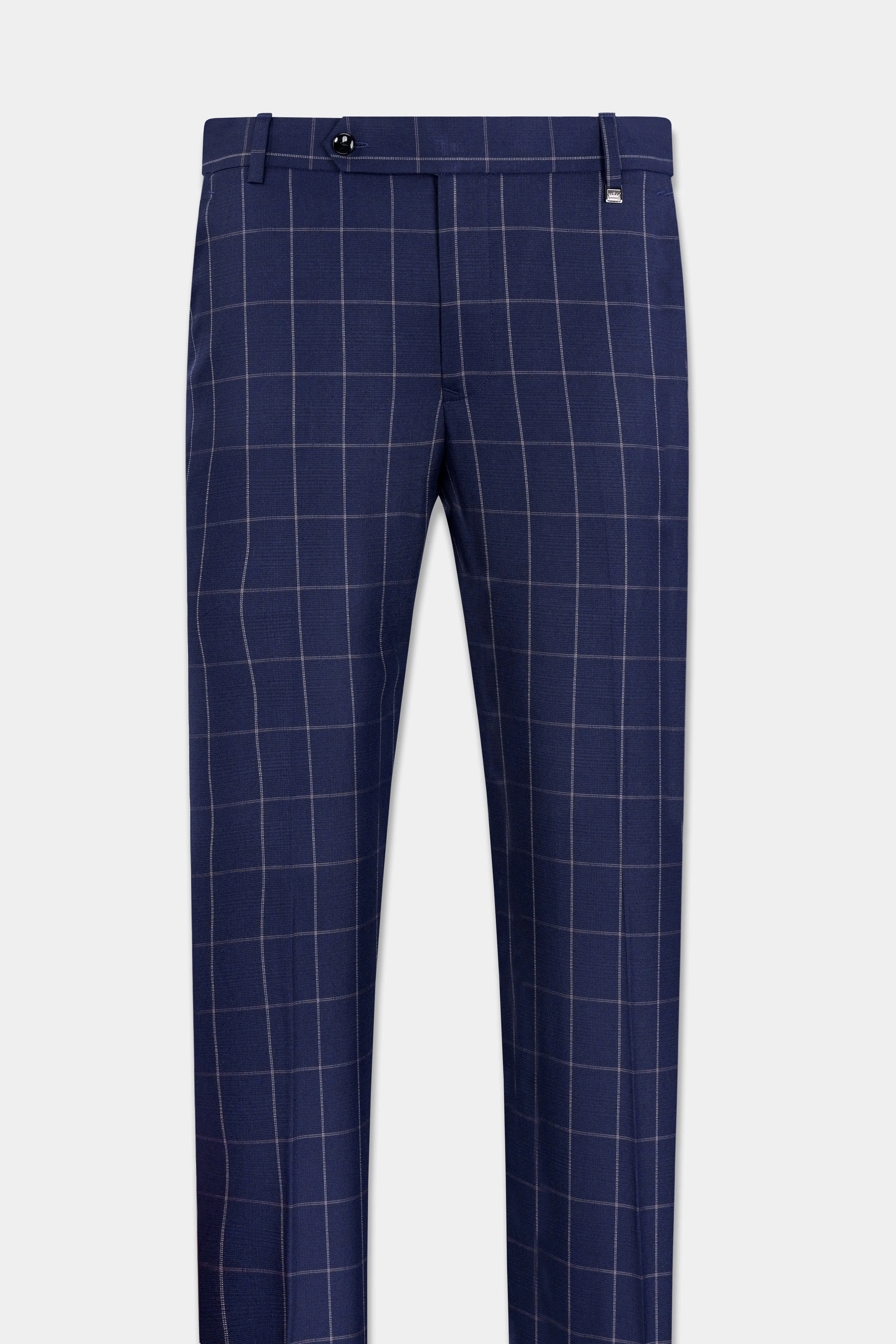 Admiral Blue Windowpane Wool Rich Pant