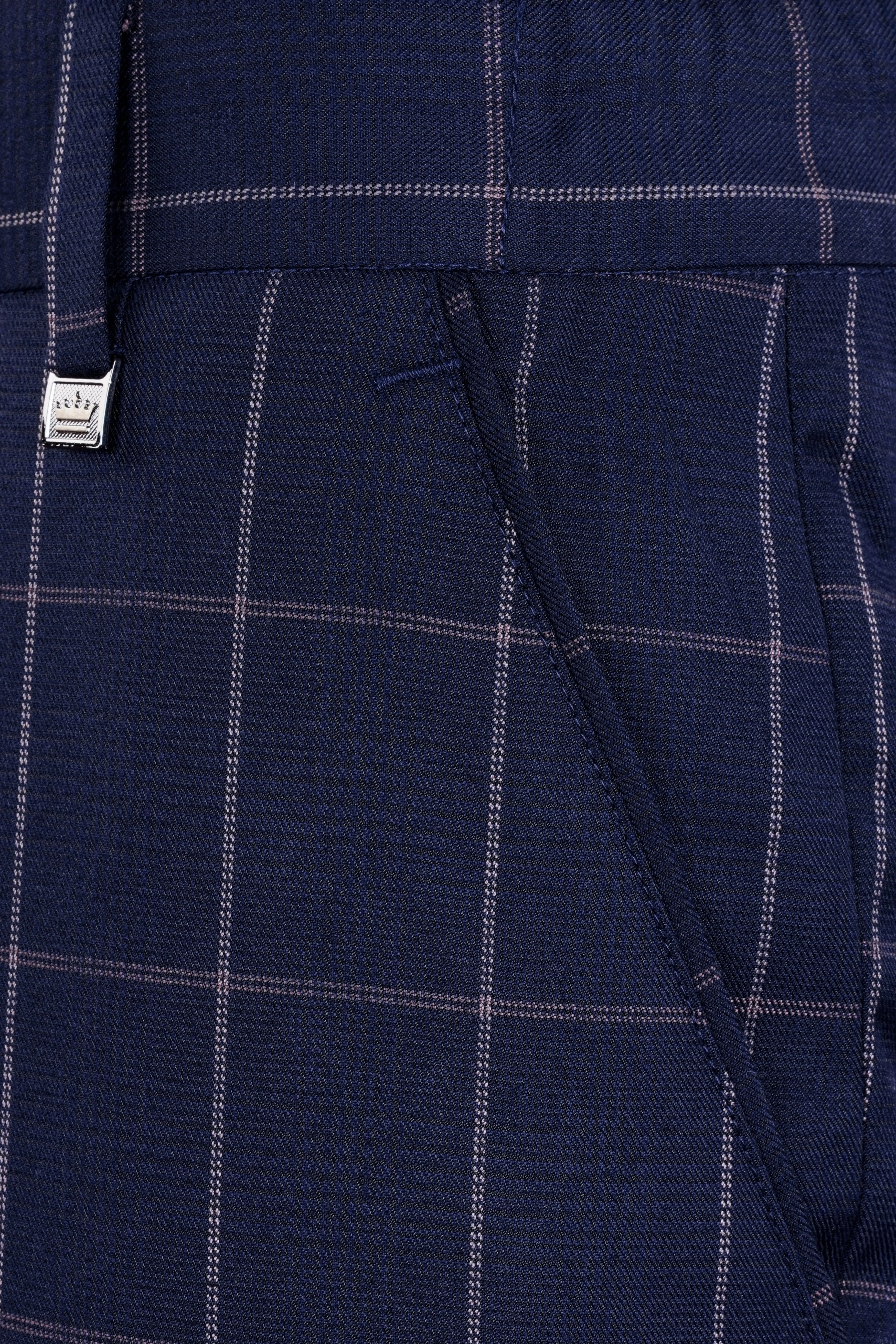 Admiral Blue Windowpane Wool Rich Pant