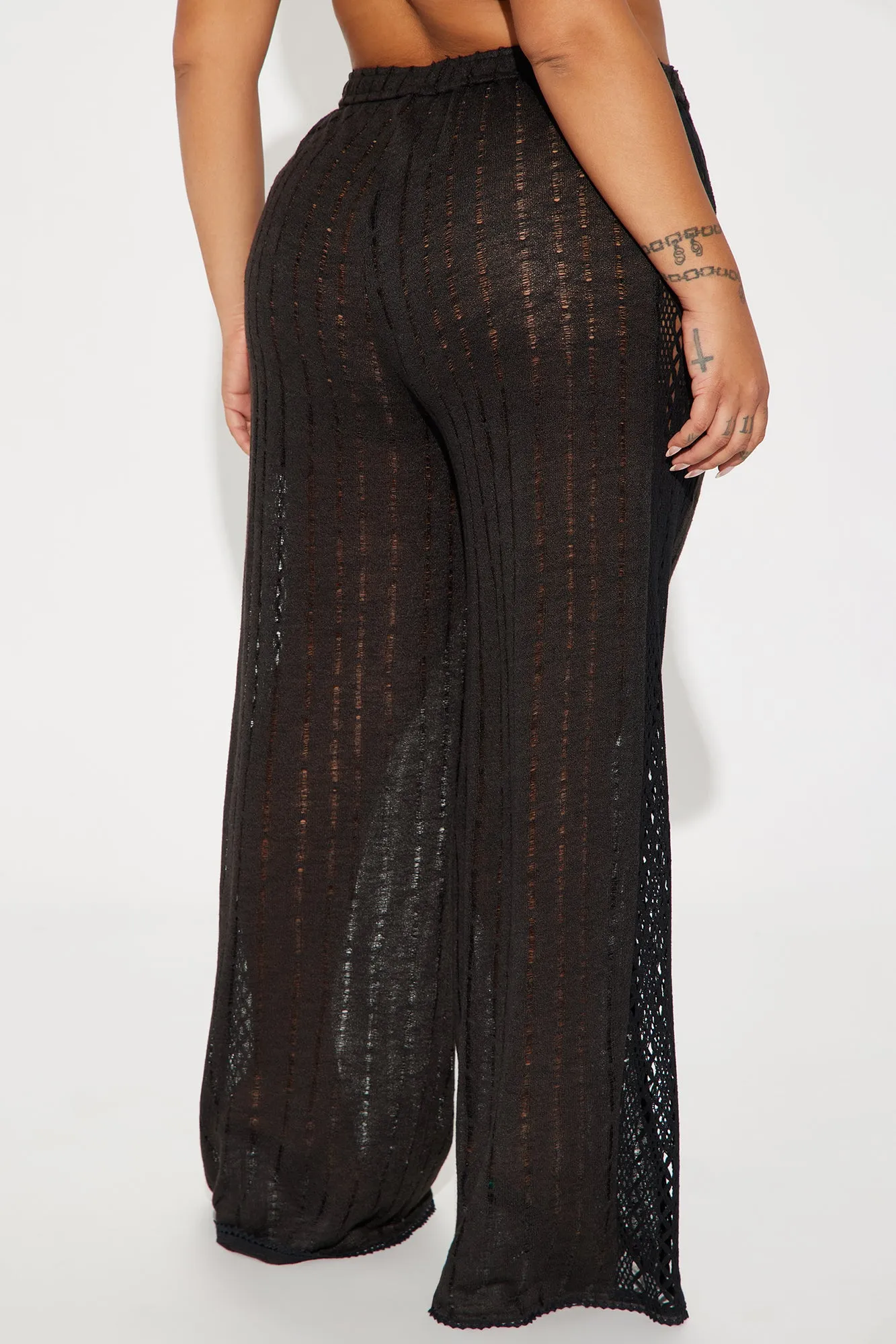 Aegean Sea Crochet Cover Up Pants - Black