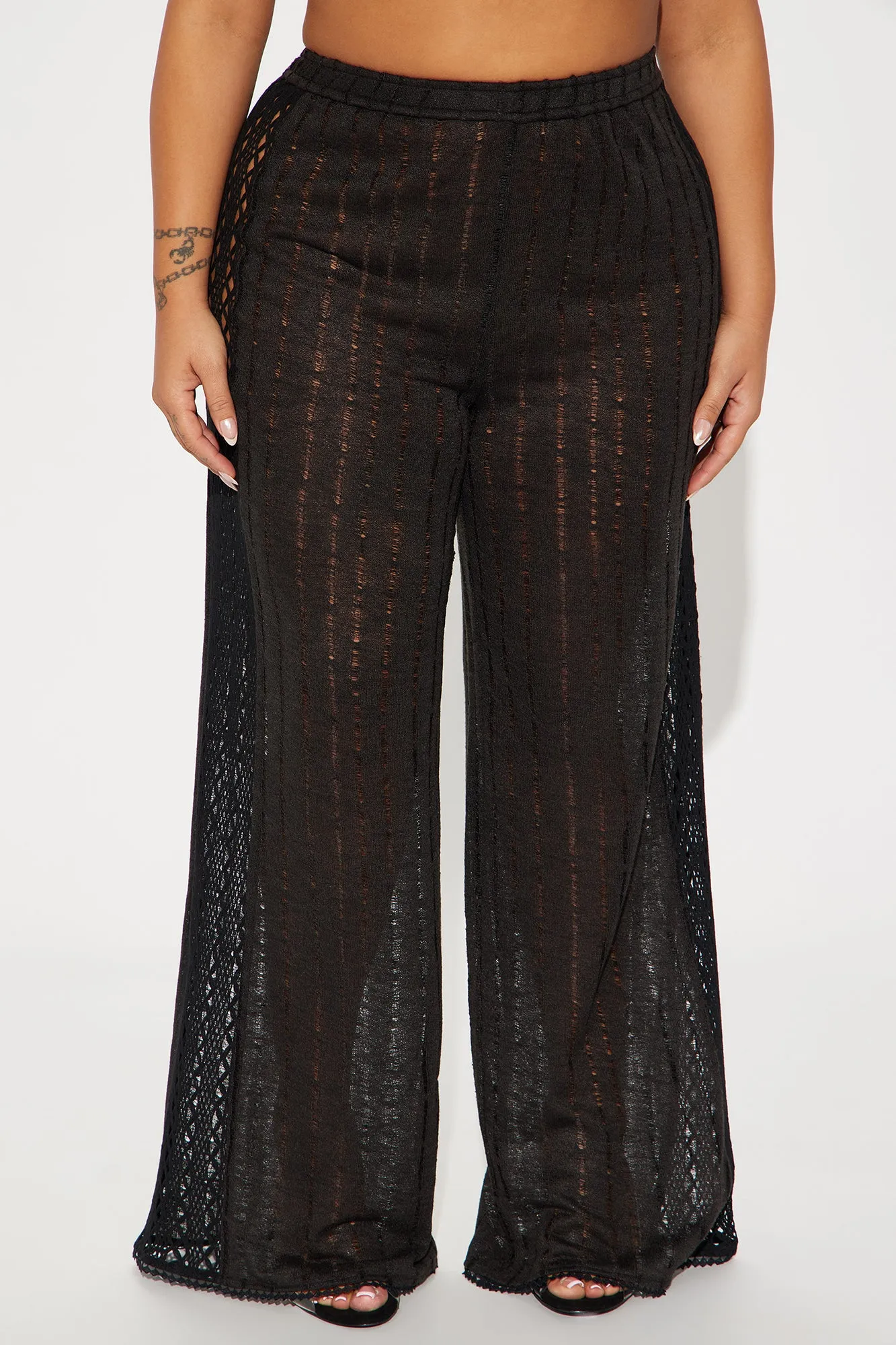 Aegean Sea Crochet Cover Up Pants - Black