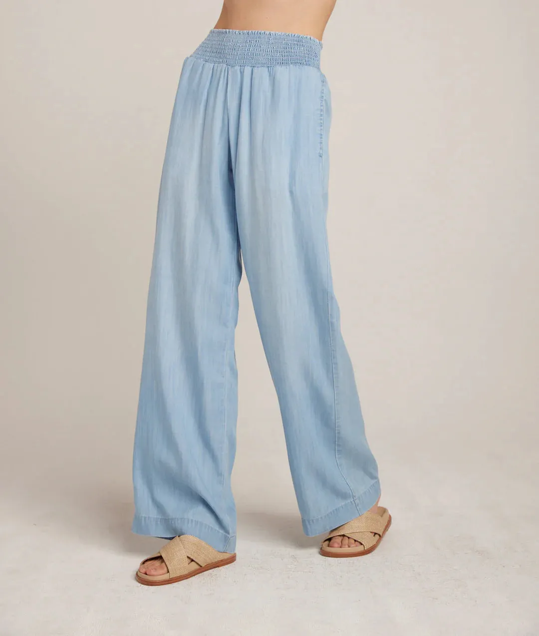 AMARI SMOCKED WAIST WIDE LEG PANT (SALT SPRAY WASH) - BELLA DAHL