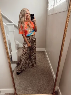 Animal print wide leg