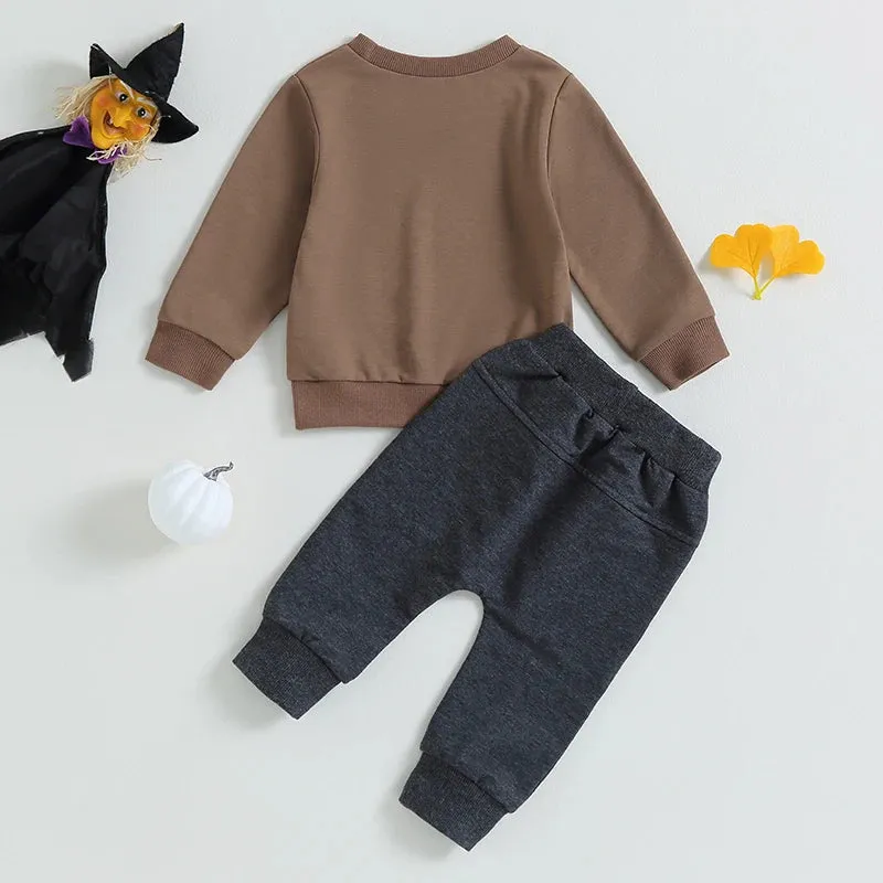 Baby/Little Boys Halloween Outfit - Ghost Western Checkerboard