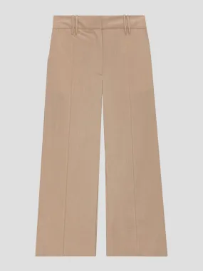 Beige Drapey Melange Cropped Pants