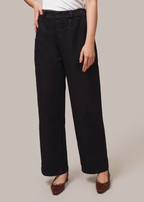 Black Denim Twist Pants