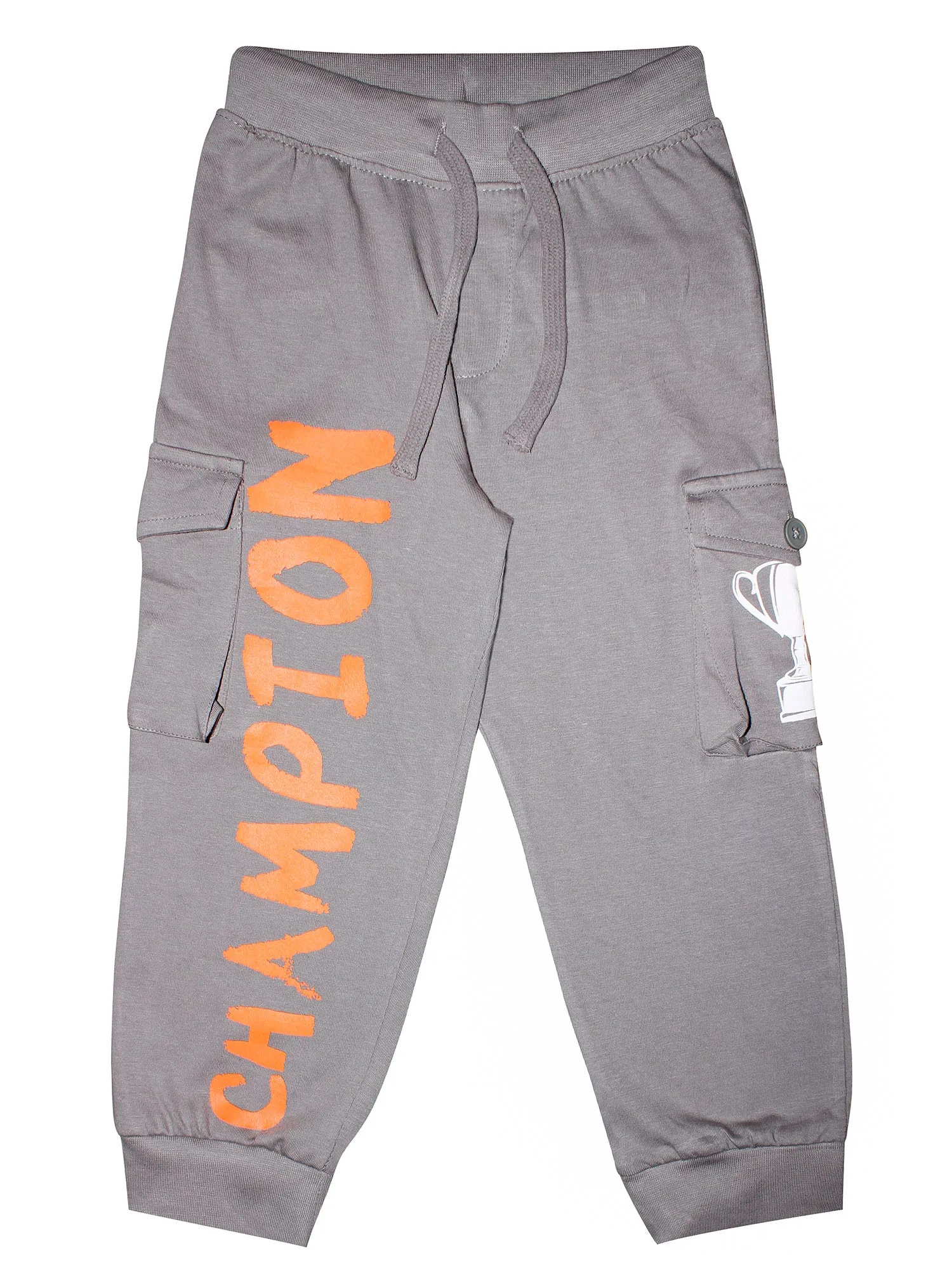 Boys Cotton Cargo Track Pants with print