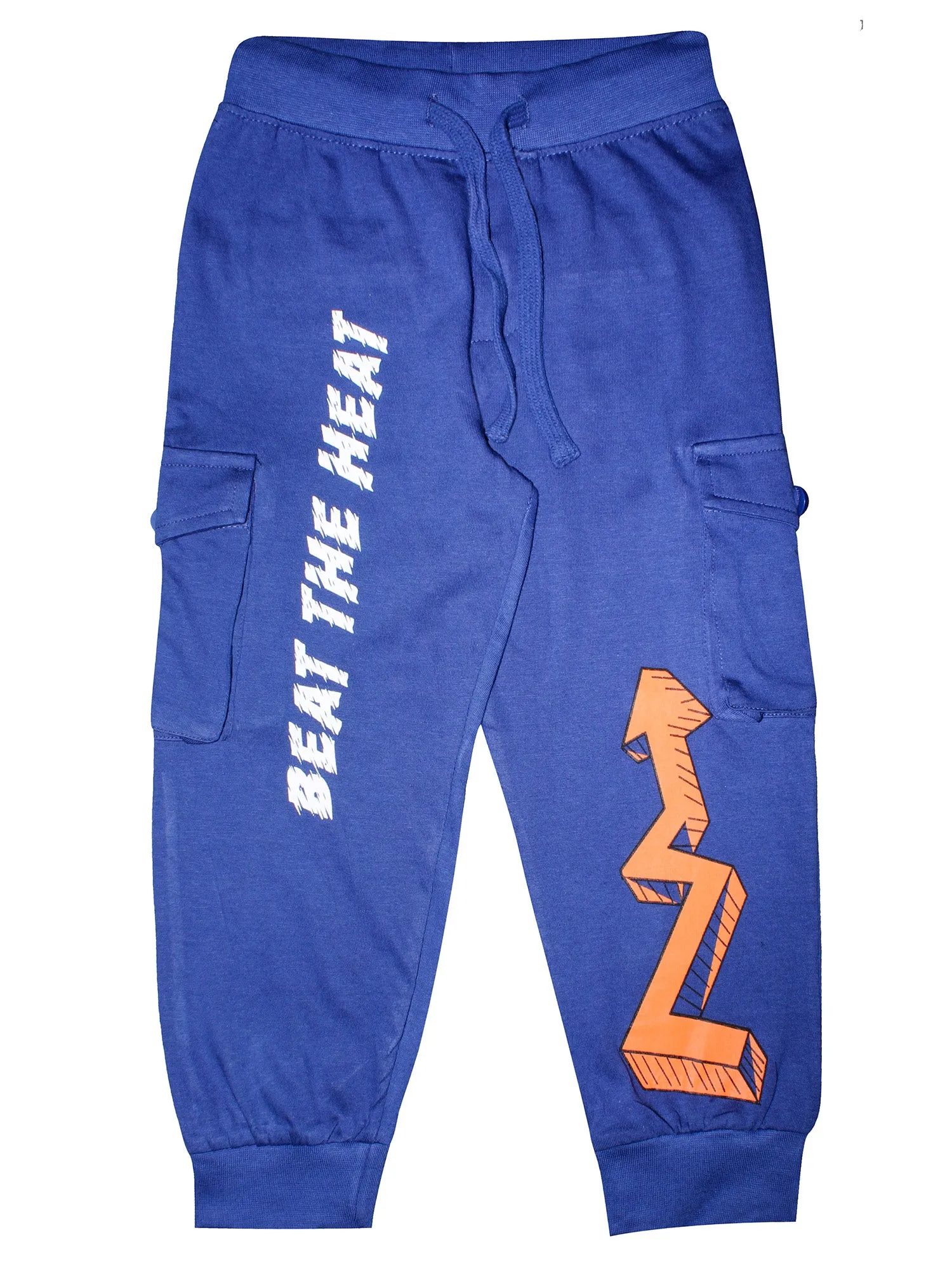 Boys Cotton Cargo Track Pants with print