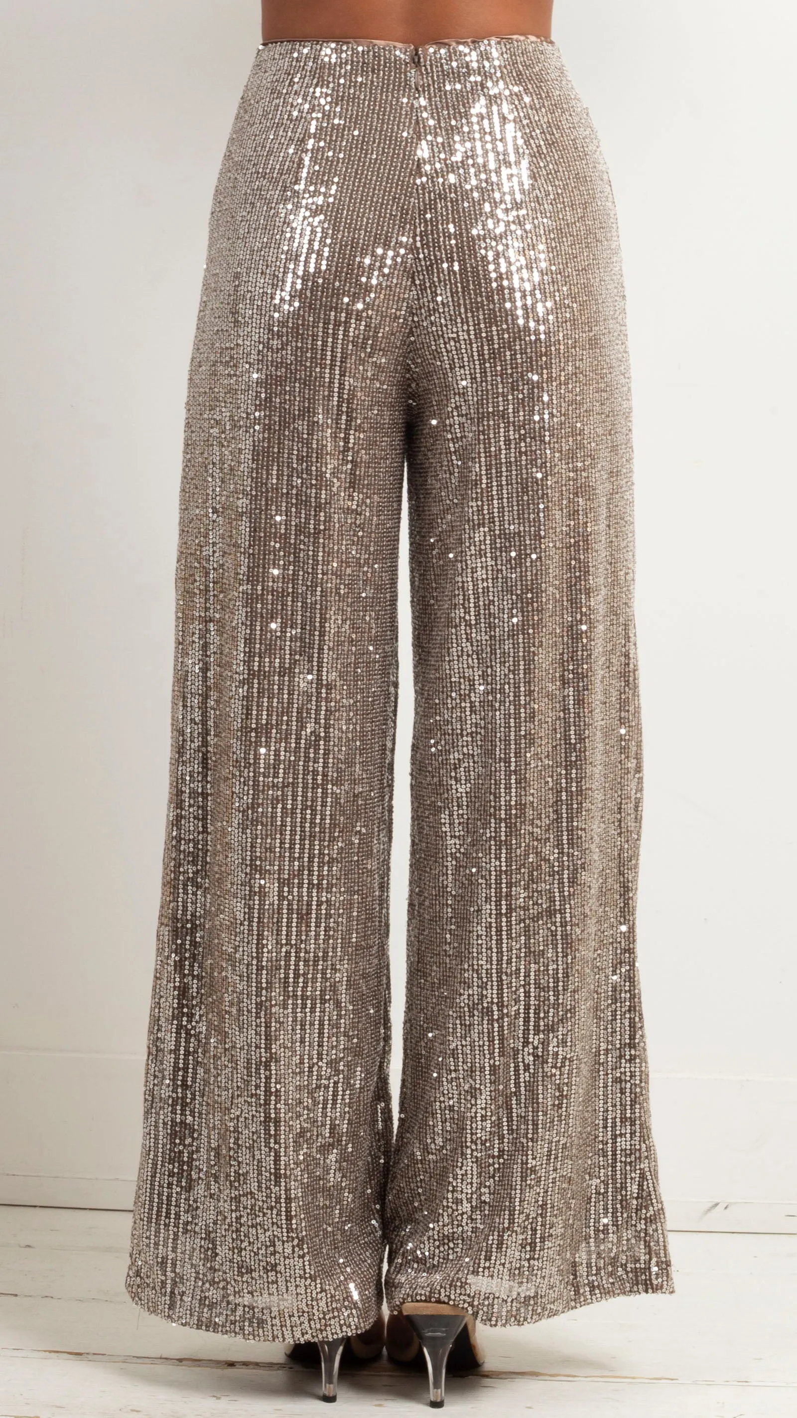 Cam High Waist Sequin Pants - Mocha