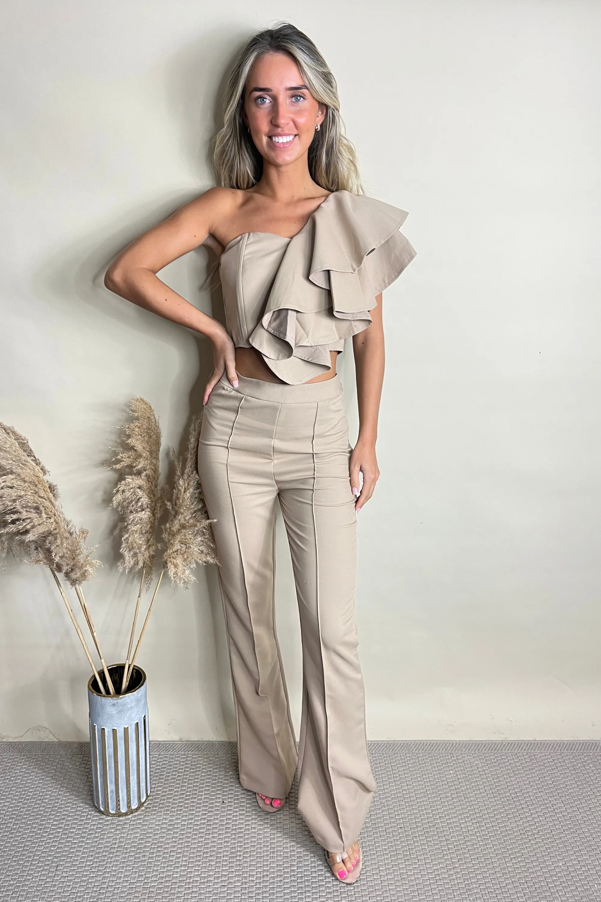 Camel High Waisted Suit Trousers