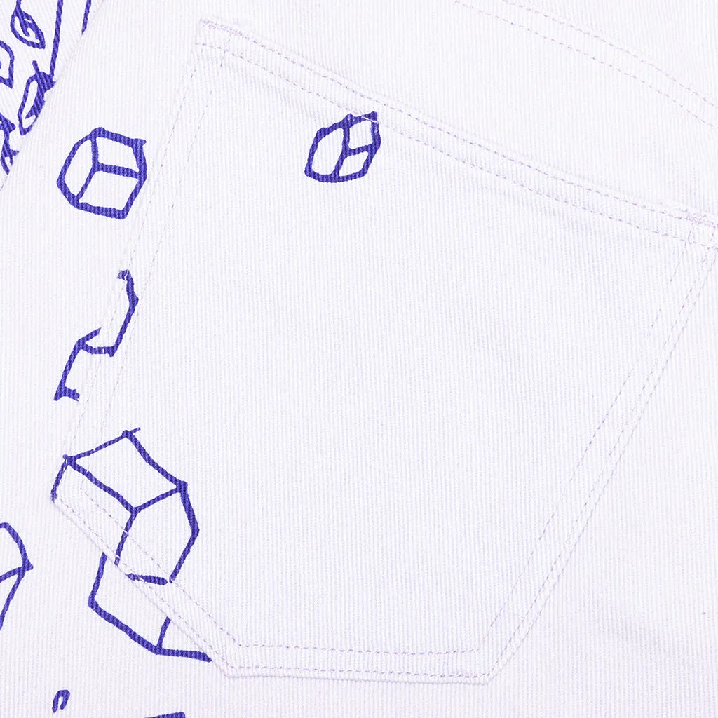 Doodle Drawing Pants - White