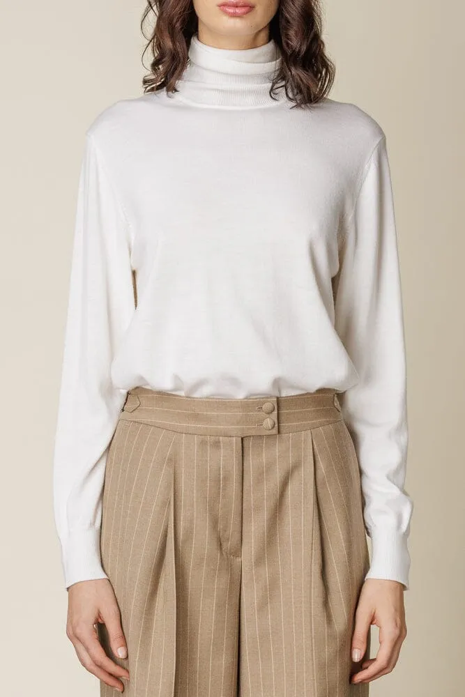 Emma Wide Leg Pant (with pleats) - Camel Stripe Flannel