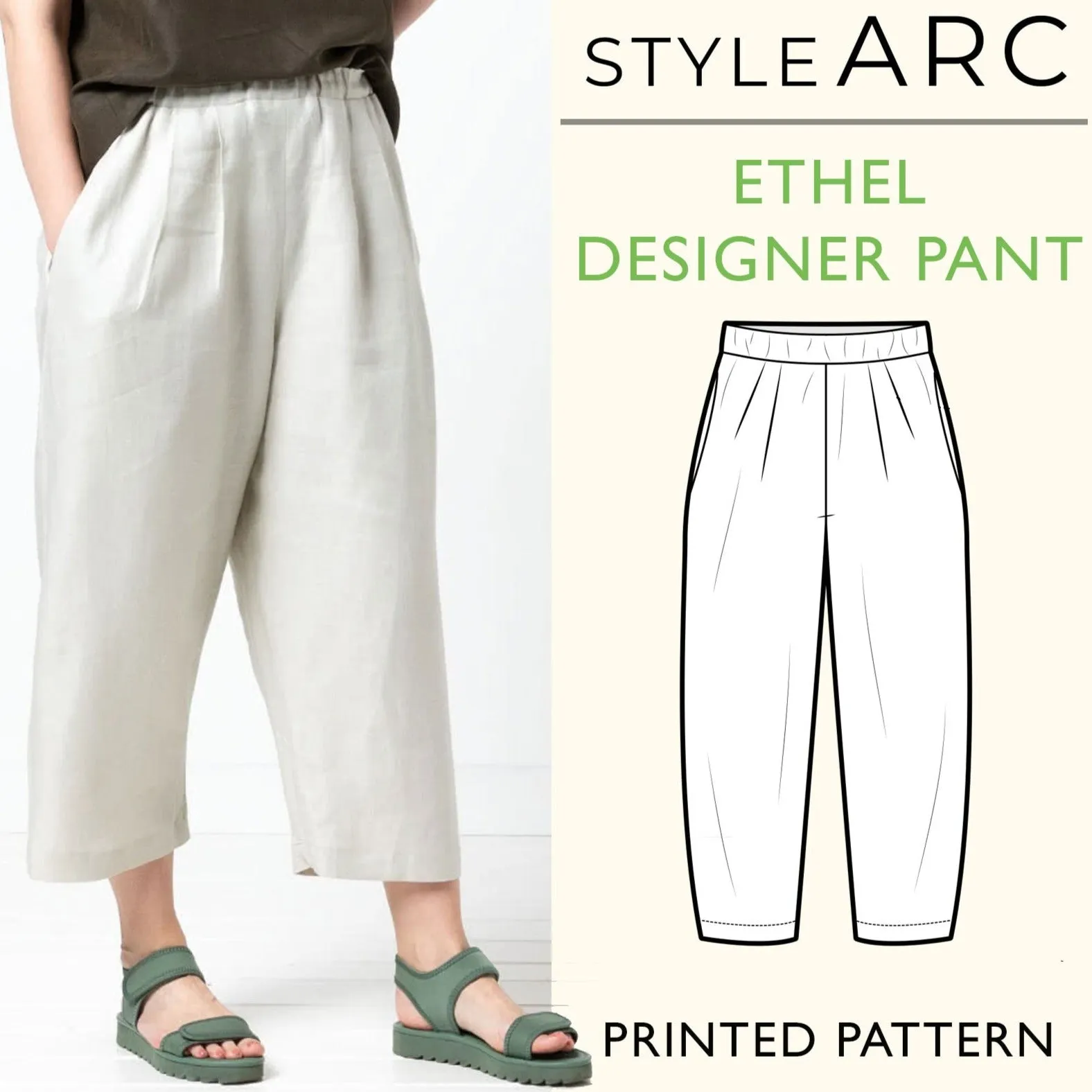 Style Arc Ethel Designer Gaucho Pants Sewing Pattern, US Sizes 0-26 - Tailored and Stylish