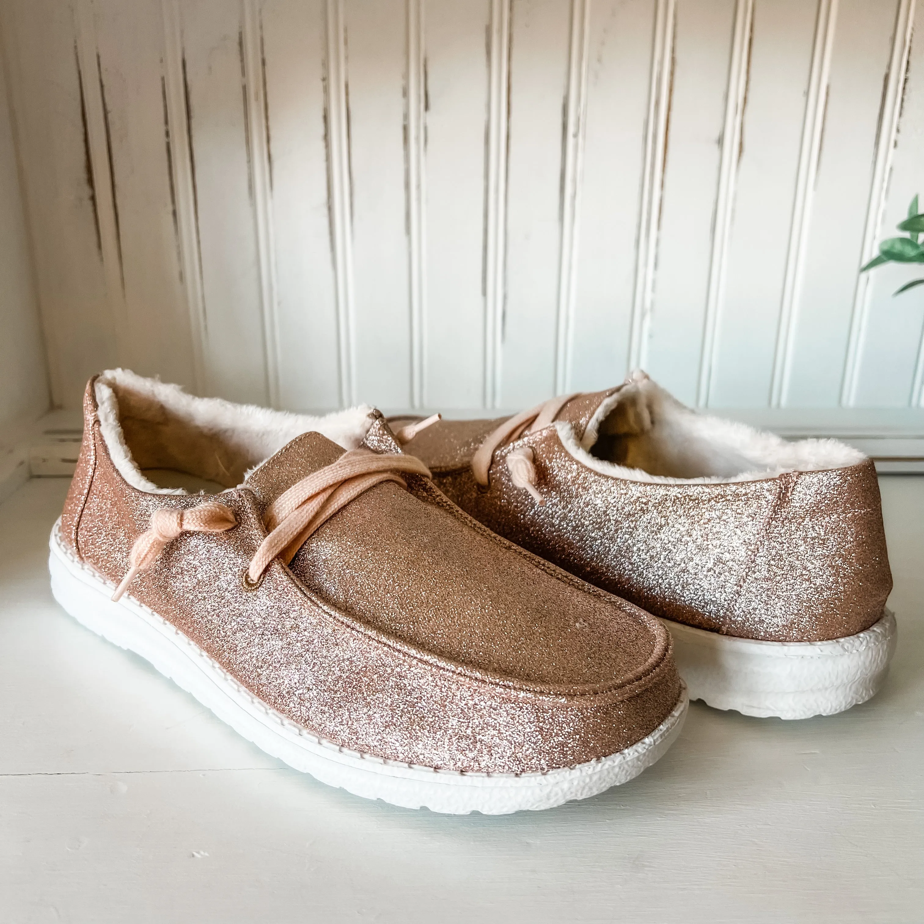 Holly Glitter Slip-on Shoes - Blush