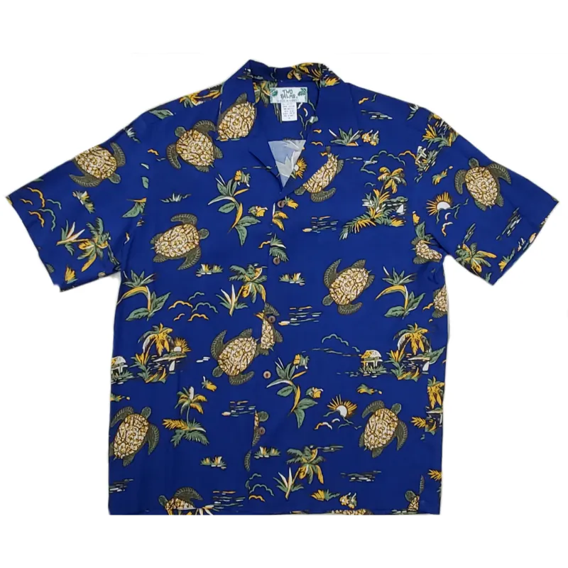 Honu Turtle Print Hawaiian Shirt | Blue