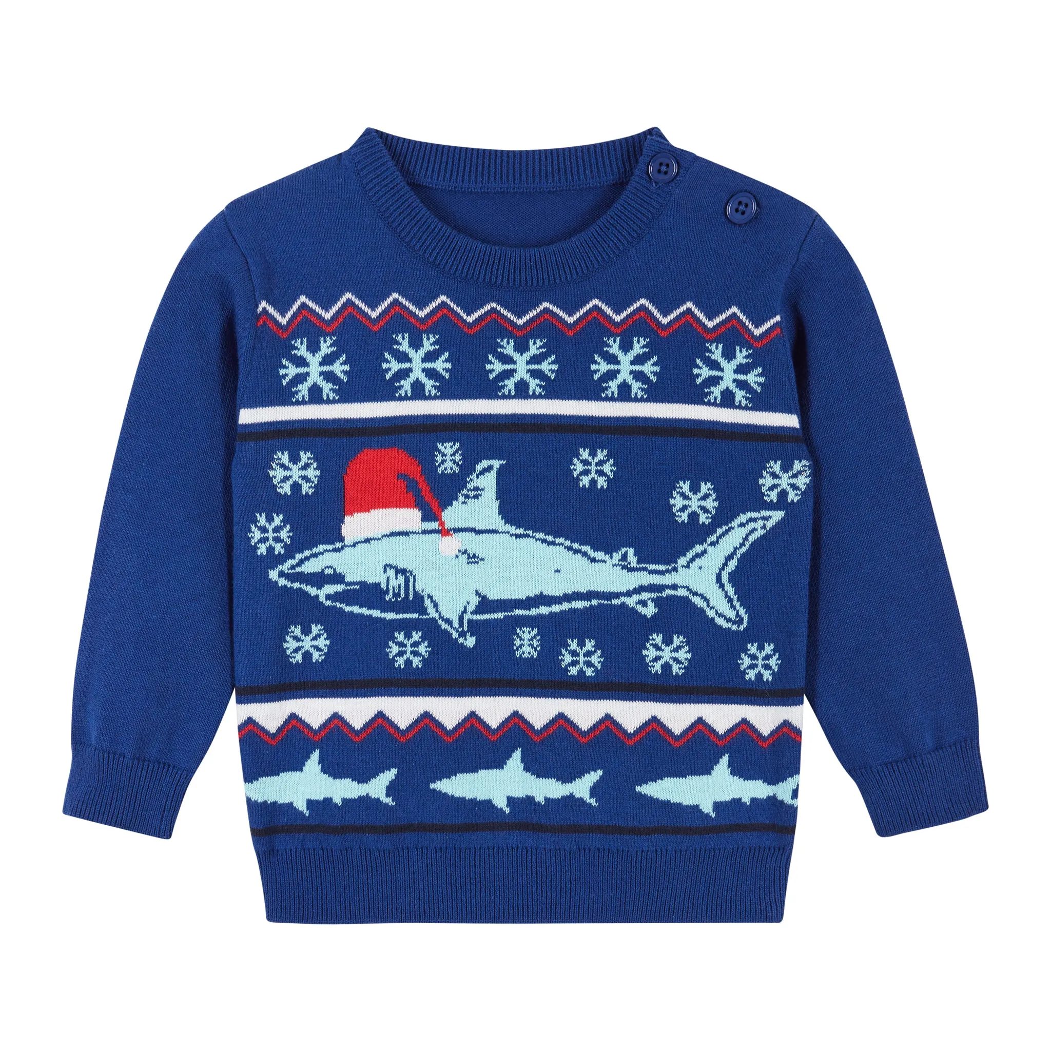 Infant Blue Shark Holiday Sweater Set | Navy