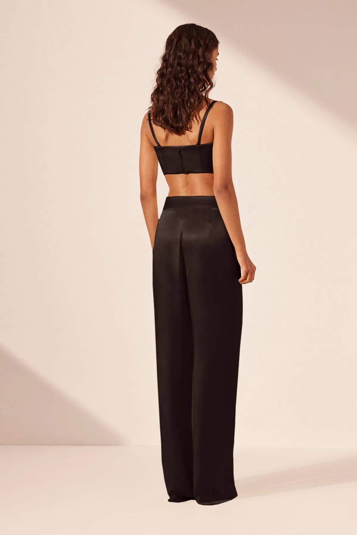 LA LUNE MID RISE STRAIGHT LEG PANT - BLACK