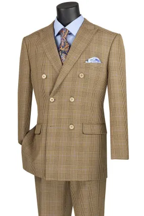 Mocha Windowpane Double Breasted Suit