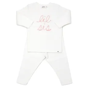 oh baby! Two Piece Set - Lil Sis in Blush Pink Yarn - Cream