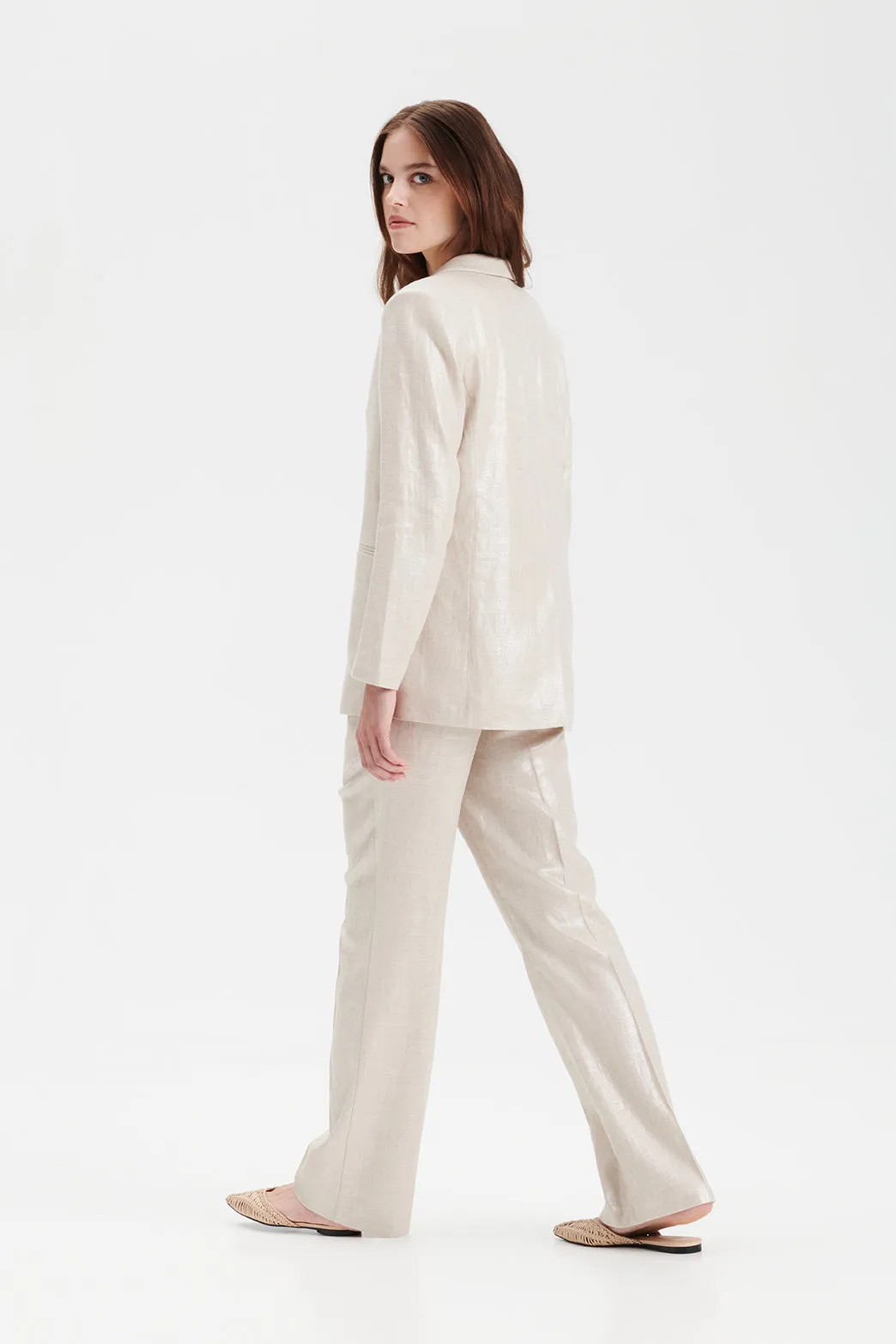 PETRONELLA linen suit pants in silver