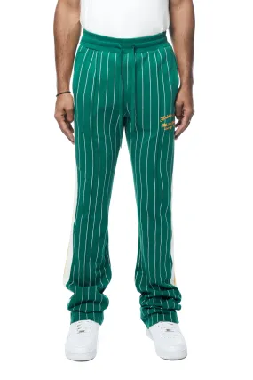 Pin Striped Varsity Track Pants - Alpine Green