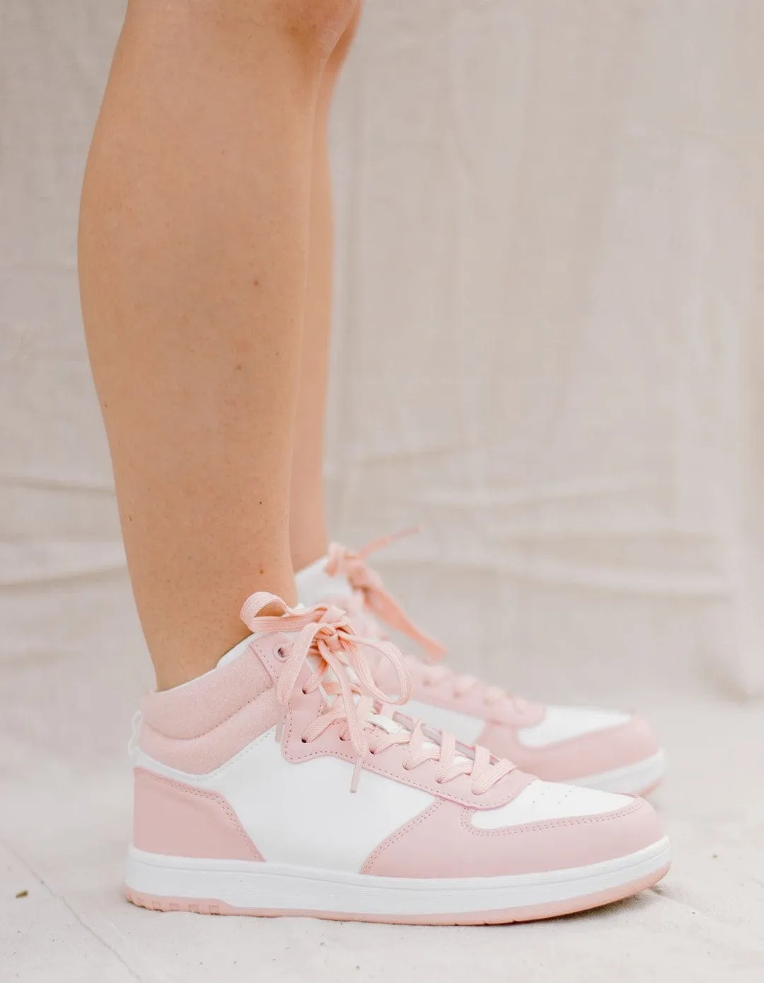 Pink & White High-Top Sneakers