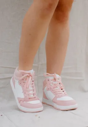 Pink & White High-Top Sneakers