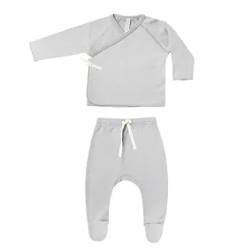 Quincy Mae Wrap Top   Footed Pant Set - Cloud