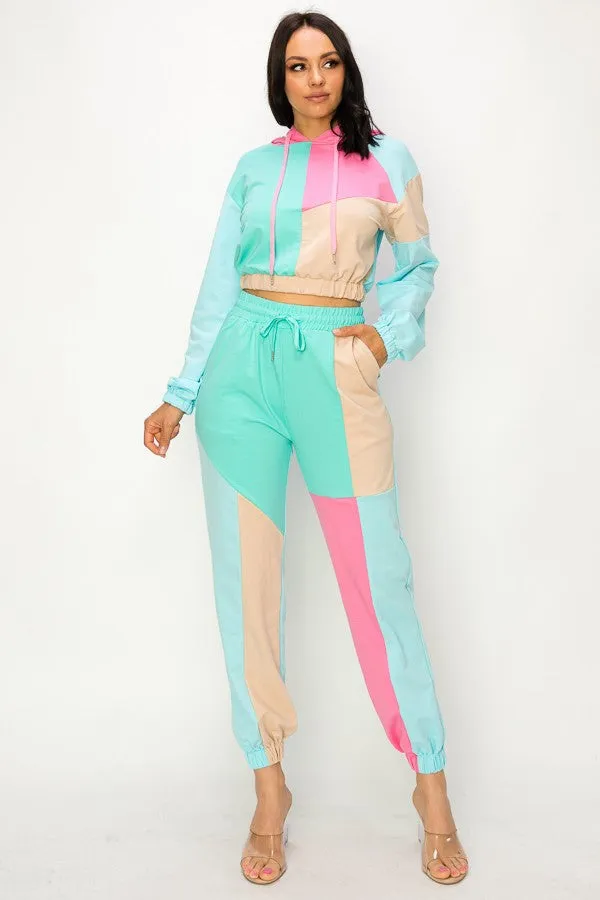 Set color block pants