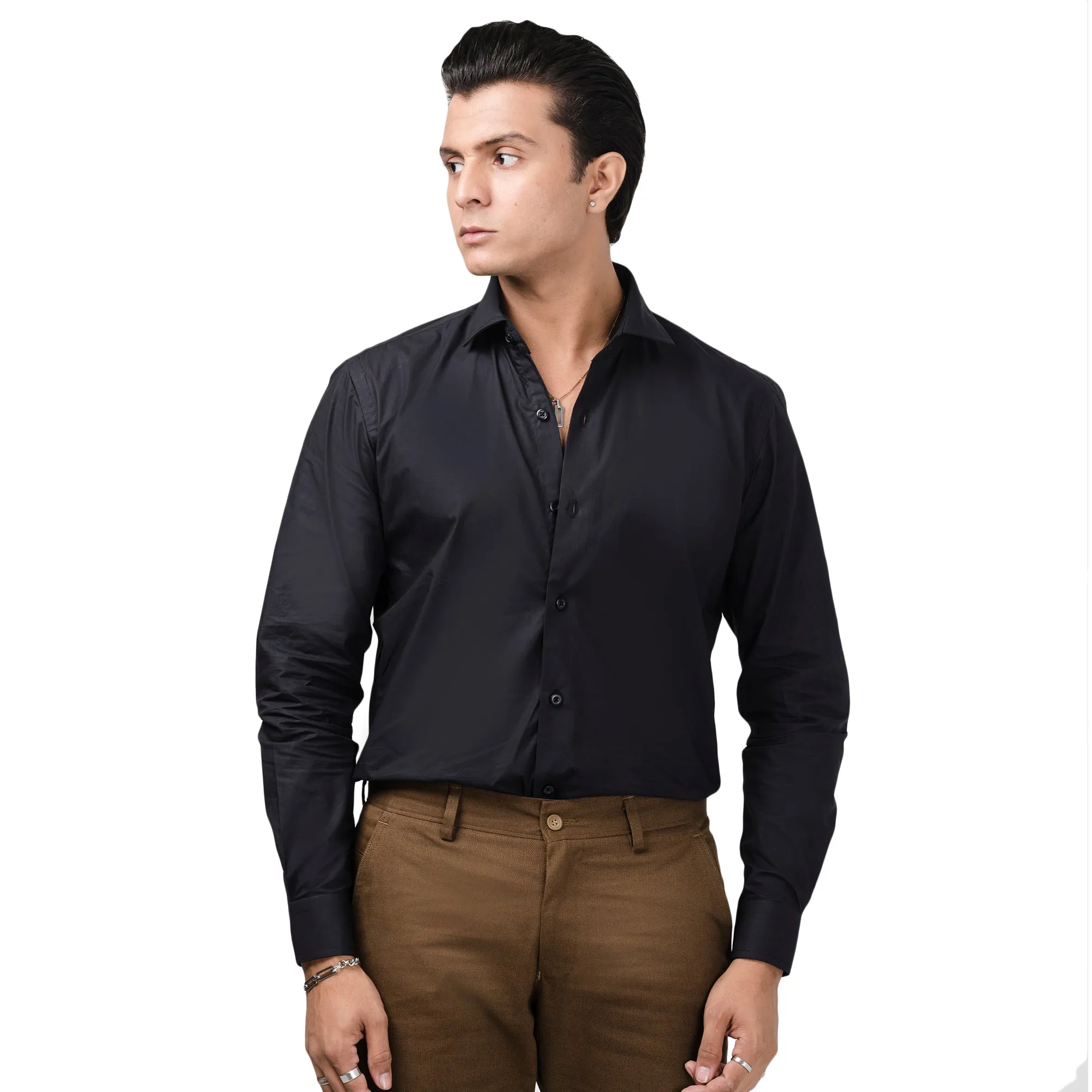 Solid Black Colored Formal Shirt