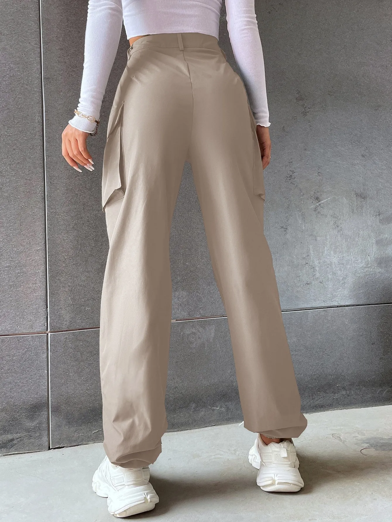 Solid Flap Pocket Pants